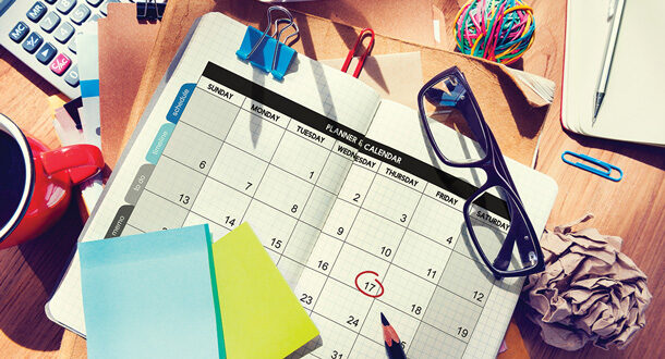 Open calendar with date circled.